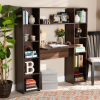 Baxton Studio SESD8011WI-Columbia-Desk Baxton Studio Ezra Modern and Contemporary Walnut Brown Finished Wood Storage Computer Desk with Shelves